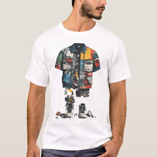 T-shirt Veste utilitaire déconstruite en patchwork Streetw