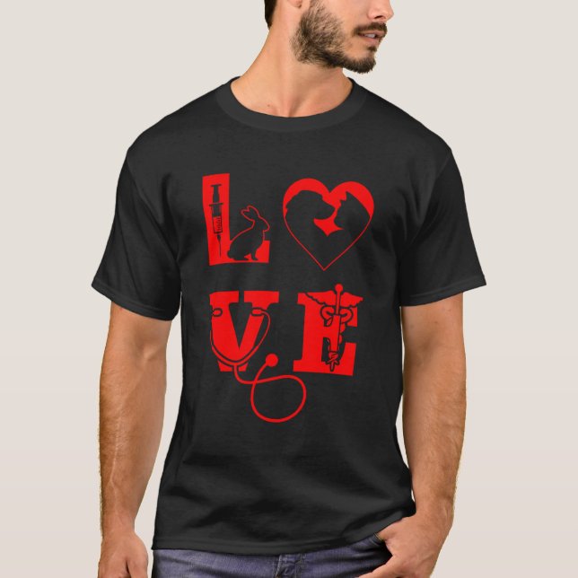 T-shirt Vet Tech Aimer Animal Vétérinaire Technicien (Devant)