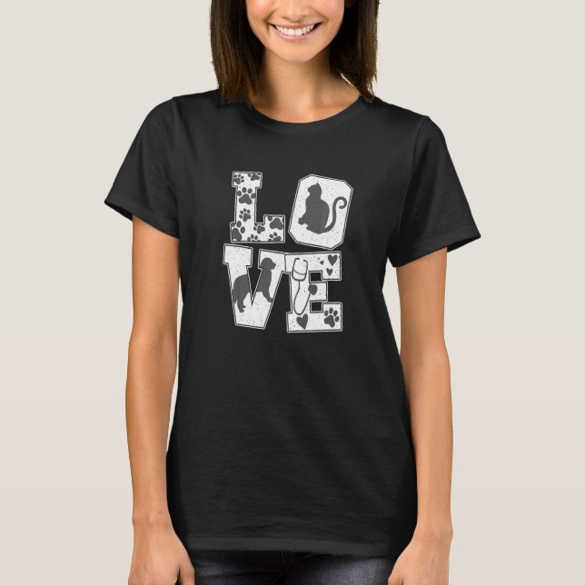 T-shirt Vet Tech Aimer Animaux Vétérinaire Tech Vétérinair (Devant)