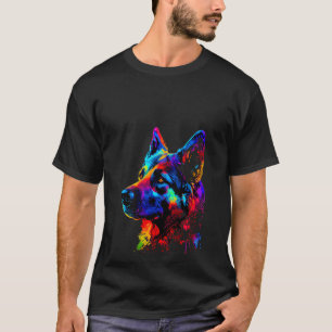 T-shirt Vêtement femme Art Pop Arc-en-ciel Chien de berger