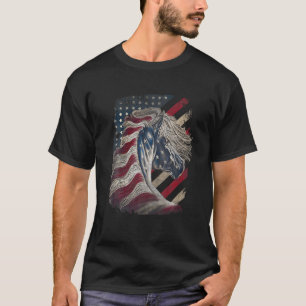 T-shirt Vêtements - Cheval Patriotique Cheval Américain Fl