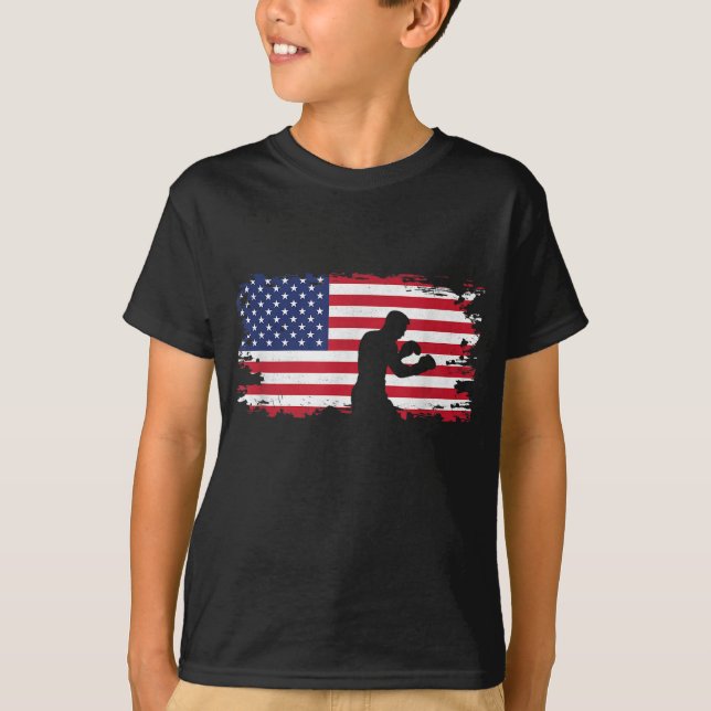 T-shirt Vêtements de boîte à drapeau américain - Boxer Box (Devant)