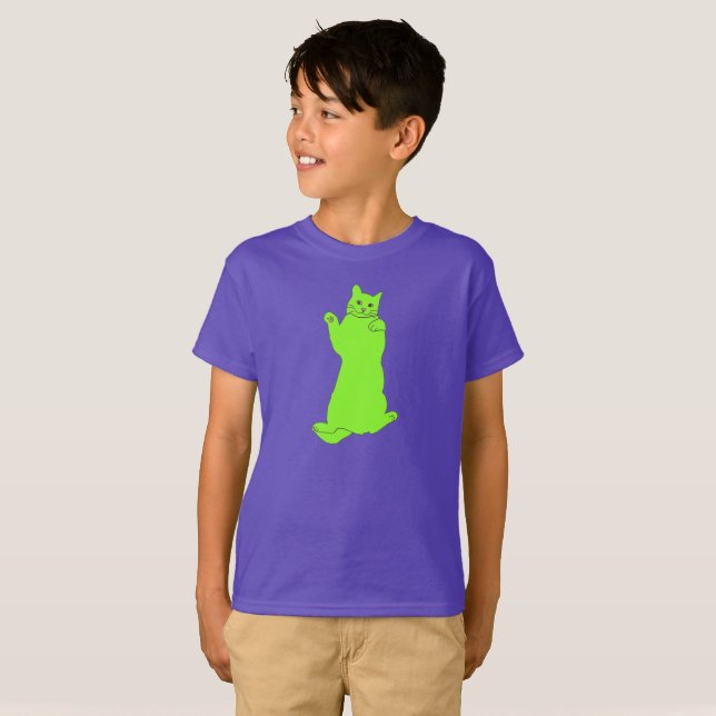 T-shirt Vêtements de chat vert (Devant entier)