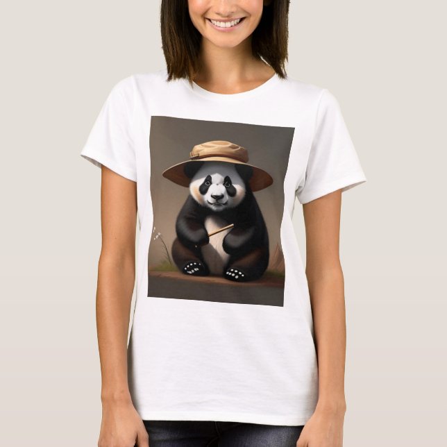 T-shirt Vêtements de femme, linge de trait de panda Hut (Devant)