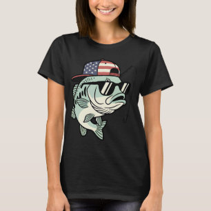 T-shirt Vêtements de pêche avec drapeau américain - Pêche
