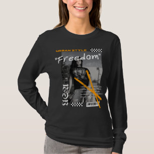 T-shirt Vêtements de rue modernes USA Liberté noir et blan