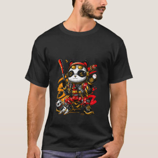 T-shirt Vêtements de rue rétro cool Baseball Panda et chat