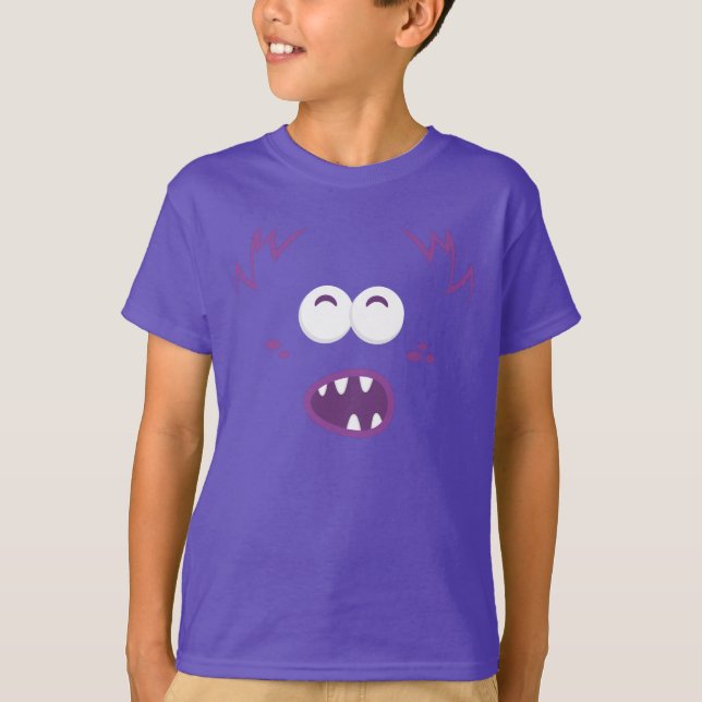 T-shirt Vêtements pour enfants à visage pourpre de monstre (Devant)