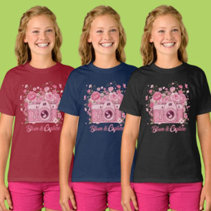 T-shirt Vêtements pour filles avec appareil photo floral r