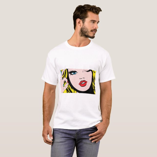 T-shirt Vêtements pour hommes - Comic Girl O-K Pop Art (Devant entier)