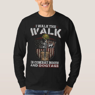 T-shirt Vétéran américain Je marche dans les bottes de com