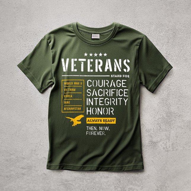 T-shirt Vétéran Courage Sacrifice Intégrité Honneur (Veteran Courage Sacrifice Integrity Honor T-Shirt)