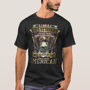 T-shirt Vétéran de l'US Je saluerai mon drapeau Je suis u