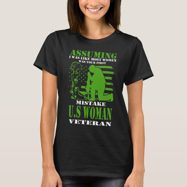 T-shirt Vétéran féminin américain (Devant)