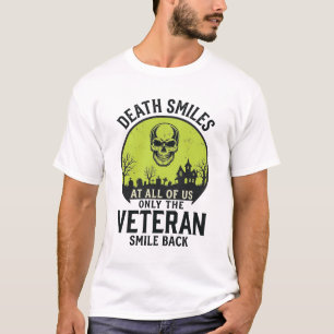 T-shirt Vétéran Halloween Mort Sourit Drôle Rétro Crâne_1