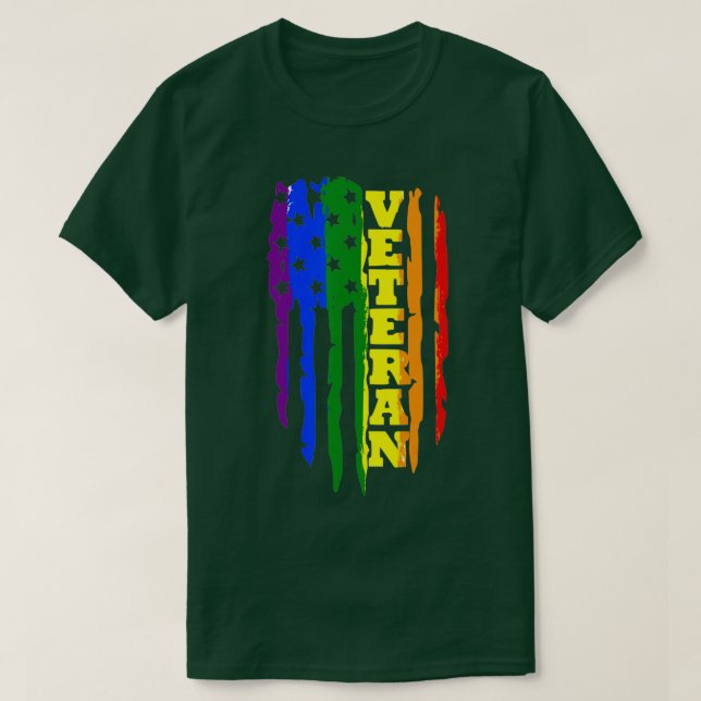 T-shirt Vétéran LGB Gay pride Rainbow American Drapeau Mil (Design devant)