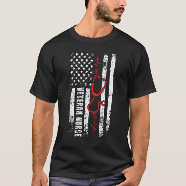 T-shirt Veteran Nurse American Flag Veteran Nursing (Devant)