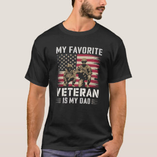 T-shirt Vétéran Papa Américain Drapeau Fière Enfant Milita