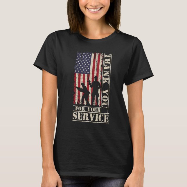 T-shirt Veteran Thank You For Your Service US Flag Veteran (Devant)
