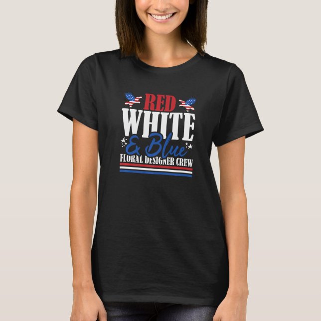 T-shirt Veteran US Flag Red White & Blue Floral Designer C (Devant)