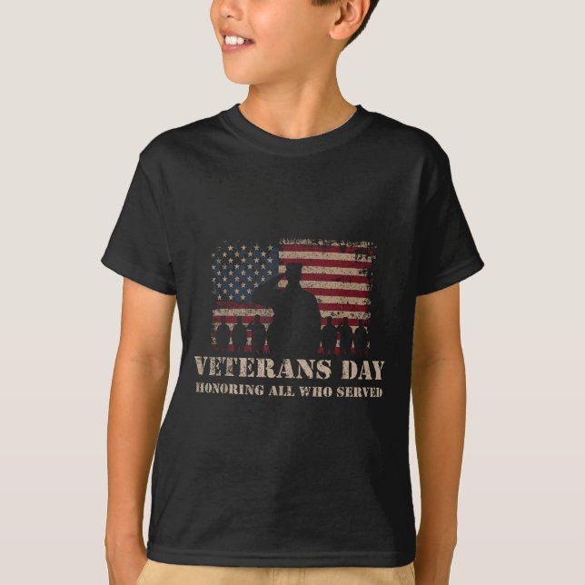 T-shirt Veterans Day Honoring All Who Served Patriotic Fla (Devant)