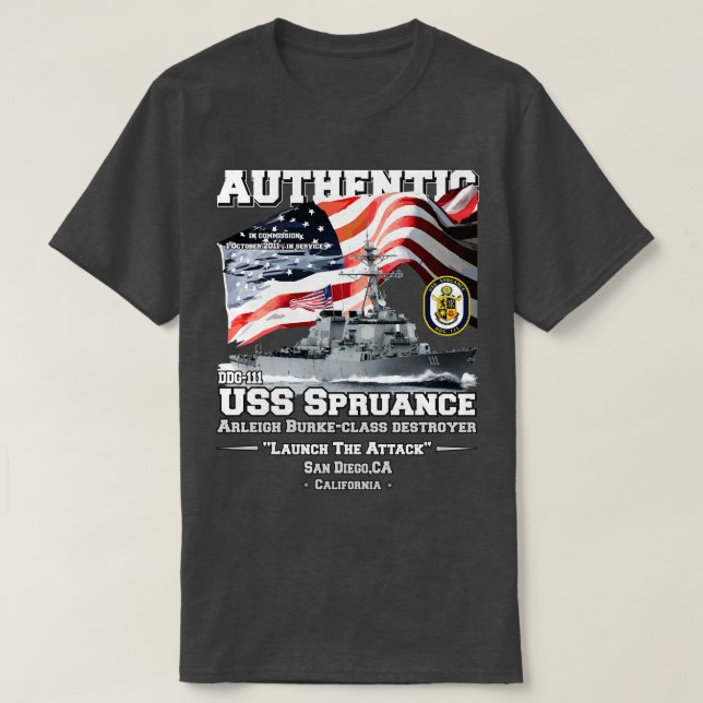 T-shirt Vétérans de destroyer USS Spruance DDG111 (Design devant)