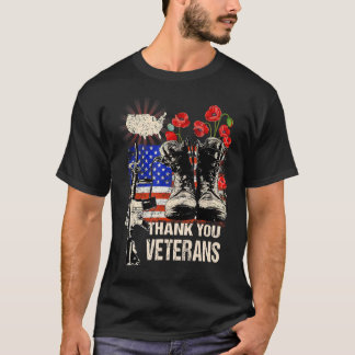 T-shirt Vétérans de Merci, Bottes de combat Populaire Fleu
