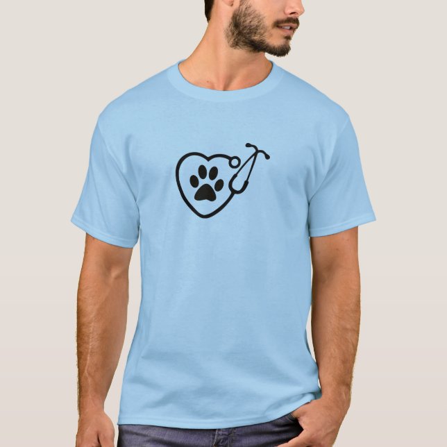 T-shirt vétérinaire de stéthoscope de l'empreinte (Devant)