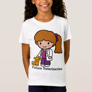 T-Shirt Vétérinaire mignonne fille avec chiot