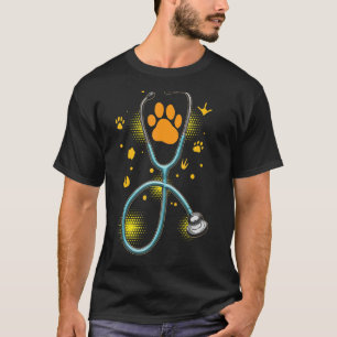 T-shirt Vétérinaire Stethoscope Empreinte de patte Animal