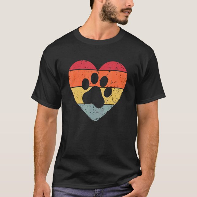 T-shirt Vétérinaire Vet Tech Retro Sunset Empreinte de pat (Devant)