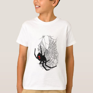 T-shirt veuve noire sur la toile d'araignée