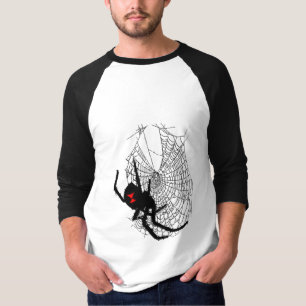 T-shirt veuve noire sur la toile d'araignée
