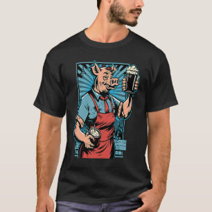 T-shirt Viande grillée Pop Pig Boire Bière