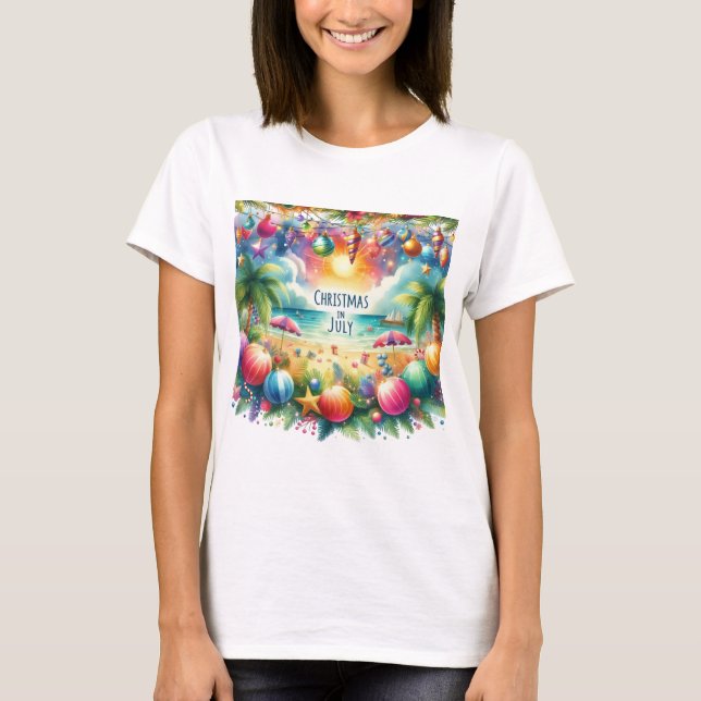 T-shirt Vibe De Plage Noël En Juillet (Devant)