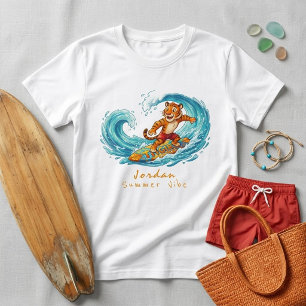 T-shirt Vibe d'été pour enfants Graphique d'animal orange