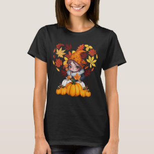 T-shirt Vibes Automne Gnome Coeur Citrouille Bonjour Vibes