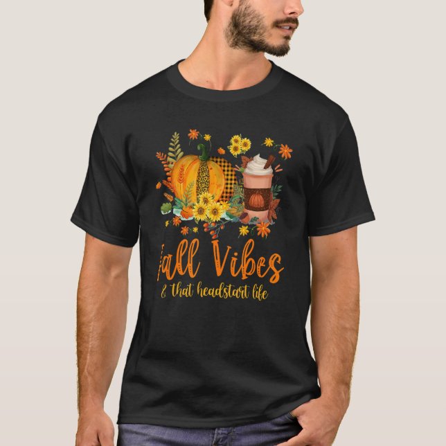 T-shirt Vibes D'Automne Et Le Citrouille De La Vie De Head (Devant)