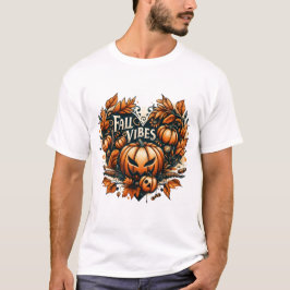 T-shirt Vibes d'automne Halloween Citrouille Design T-shir