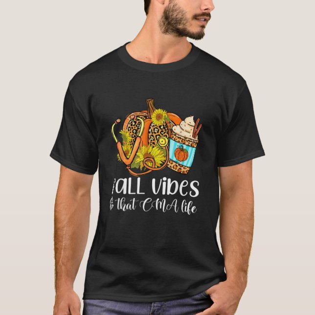 T-shirt Vibes d'automne que CMA Life Leopard Citrouille sa (Devant)