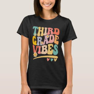 T-shirt Vibes de 3e année pour filles garçons Enseignant d
