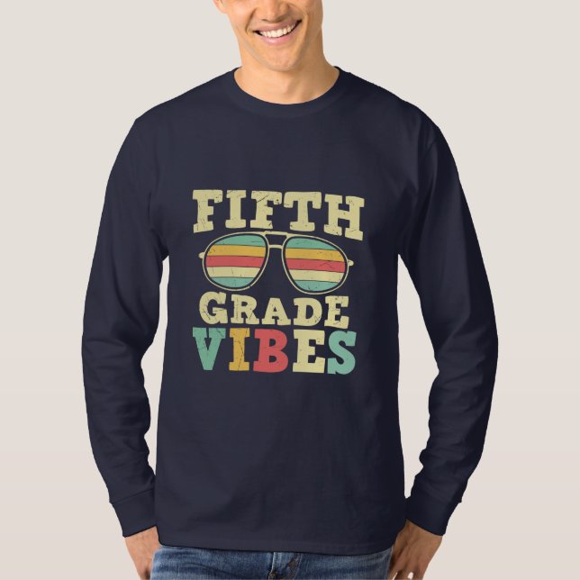T-shirt Vibes de 5e année pour enseignant (Devant)