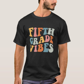 T-shirt Vibes de 5e année professeur Retour à l'école Rétr