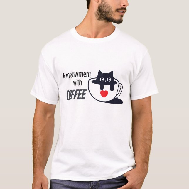 T-shirt Vibes de café Caty - Art de chat Sleepy (Devant)