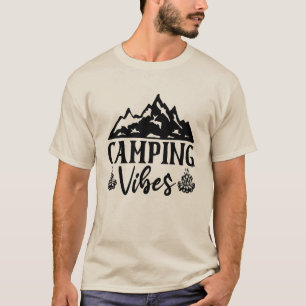 T-shirt Vibes de camping uniquement – Feu de camp rétro et