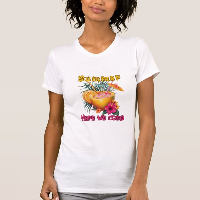 T-shirt Vibes de cocktail Mango tropicale, tee fit slim fe (Devant)