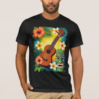 T-Shirt Vibes de Fête Tiki Ukulele Tropical Luau