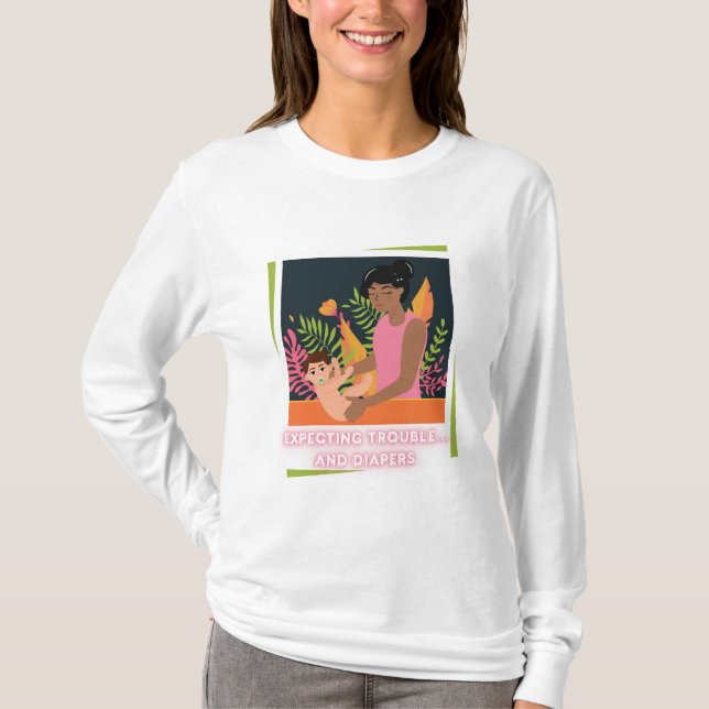T-shirt Vibes de maman première fois - Attente de la chemi (Devant)