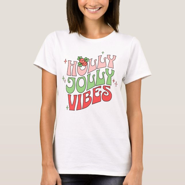 T-shirt Vibes de Noël Retro Holly Jolly (Devant)