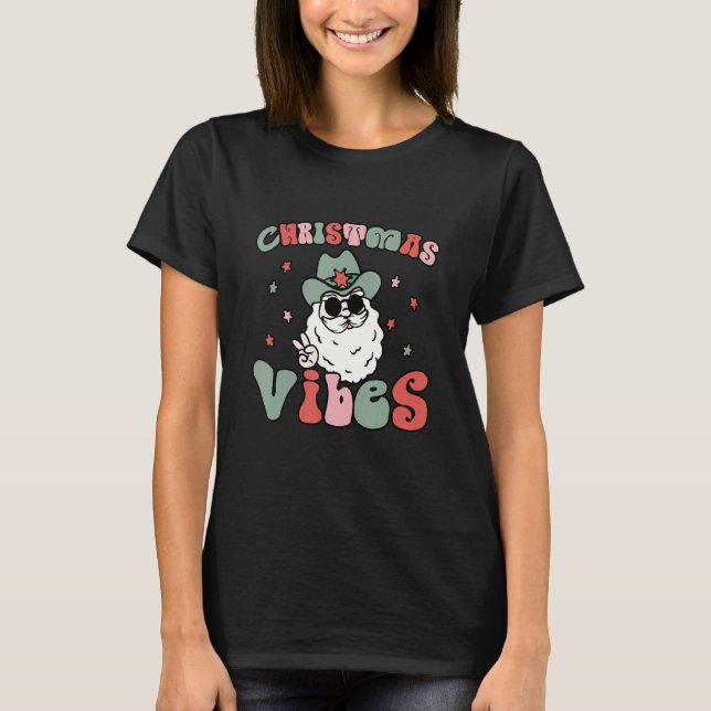 T-shirt Vibes de Noël super rétro mignonne santa claus xma (Devant)